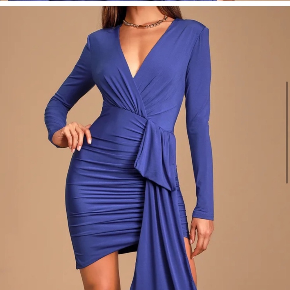 Lulus new with tags blue drape dress - Picture 2 of 9